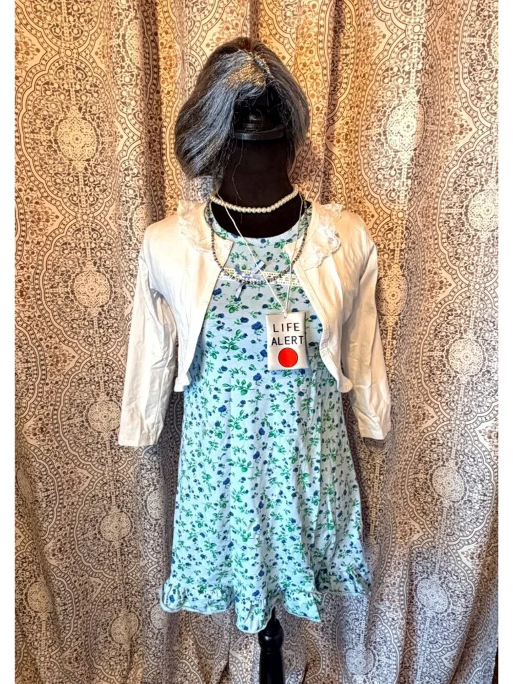 Kids Old Lady Costume 100 Day of School Costume for Girls Grandma Granny Outfit